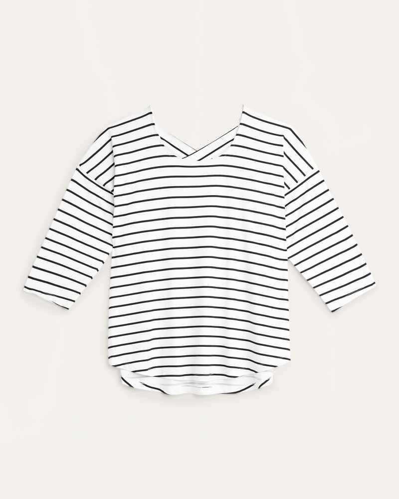 Front of plus size Marian Cross-Back Three-Quarter-Sleeve Top by Molly&Isadora | Dia&Co | dia_product_style_image_id:166645